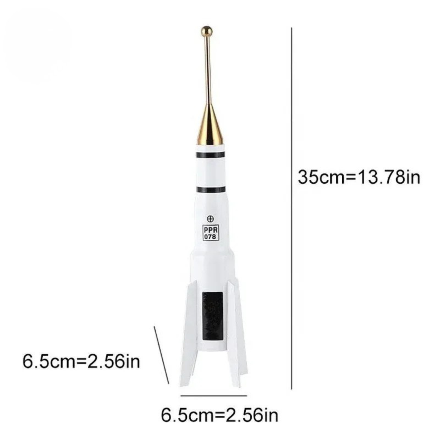 Schwarze Raketen-Dekofigur mit Goldakzenten