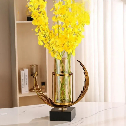 Goldene Metall-Glasvase im Art-Déco-Stil – 28 cm