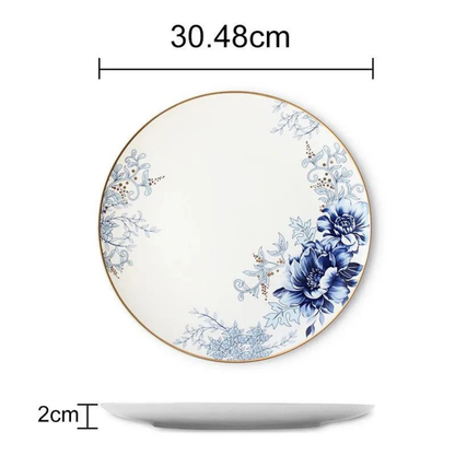 Luxuriöses Elegant Blue Classic Bone China Geschirrset
