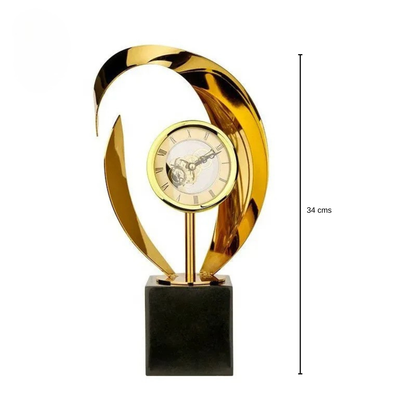 Luxuriöse Goldene Tischuhr mit Marmor Sockel