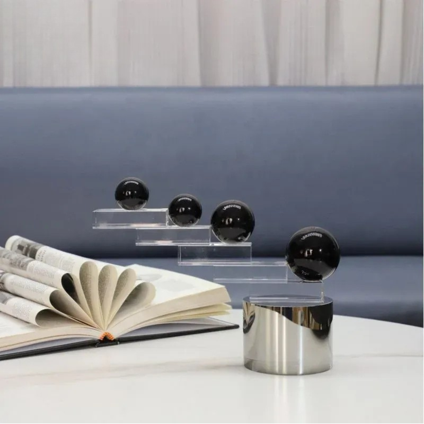 Luxus Schwarze Kristall Skulptur Geometrisches Design Deko