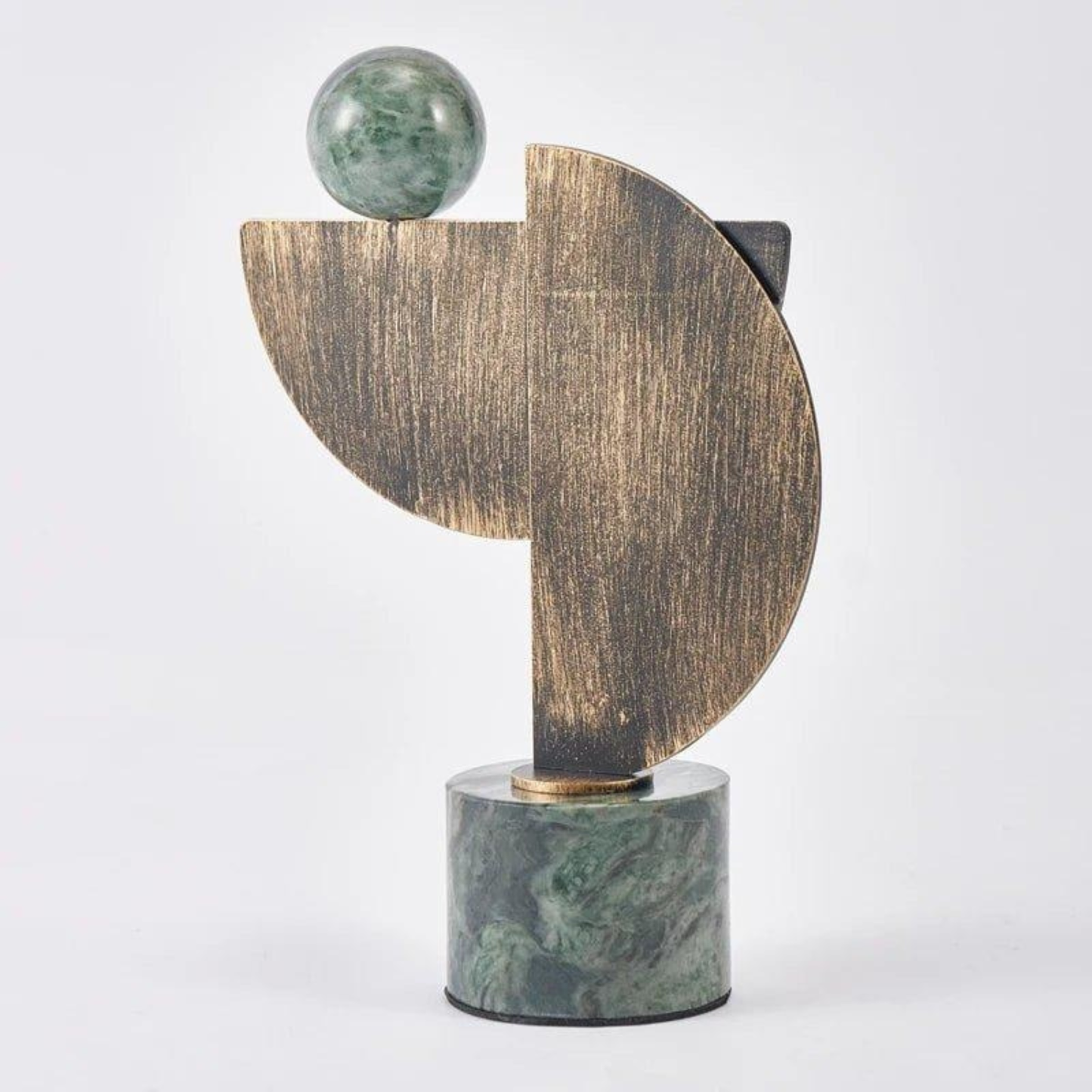 Abstrakte Bronze-Skulptur mit Marmorsockel – Handgefertigte