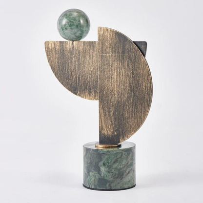 Abstrakte Bronze-Skulptur mit Marmorsockel – Handgefertigte