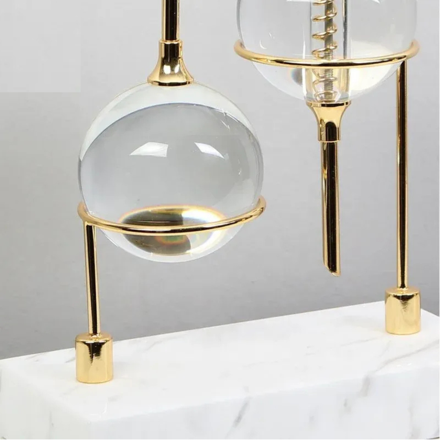 Luxus Kristallkugel Skulptur Gold Metall Marmor Basis Wohn Deko