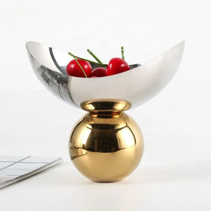 Nordische Edelstahl Obstschale Silber Gold Kugelfuß