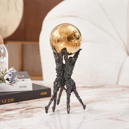 Luxuriöse Goldkugel Skulptur – Metall Tischdekoration,