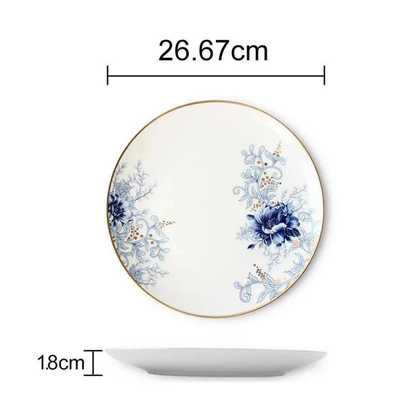 Luxuriöses Elegant Blue Classic Bone China Geschirrset