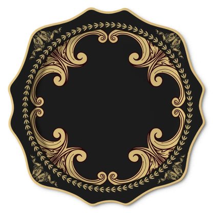 Luxuriöses Schwarz-Gold Sonnenblumen Bone China Geschirrset