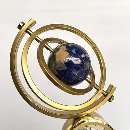 Luxus Globus Uhr Skulptur Gold Marmor Deko
