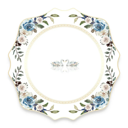 Exquisites Blumengeschirr Set – Bone China Goldrand Luxus