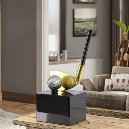 Luxus Gold Golf Skulptur Dekofigur Metall Kunstobjekt
