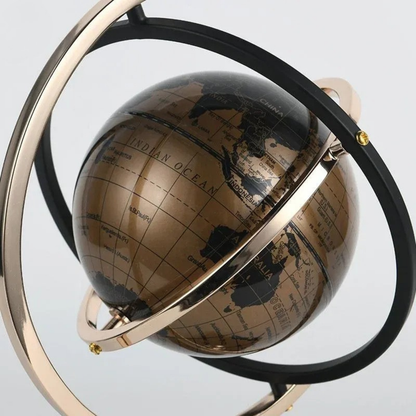 Luxuriöser Schwarz Gold Globus mit Marmor Sockel