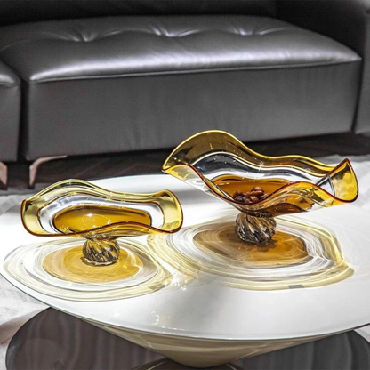 2er Set Luxus Modern Handgefertigte Braune Glas Schalen