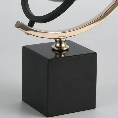 Luxuriöser Schwarz Gold Globus mit Marmor Sockel