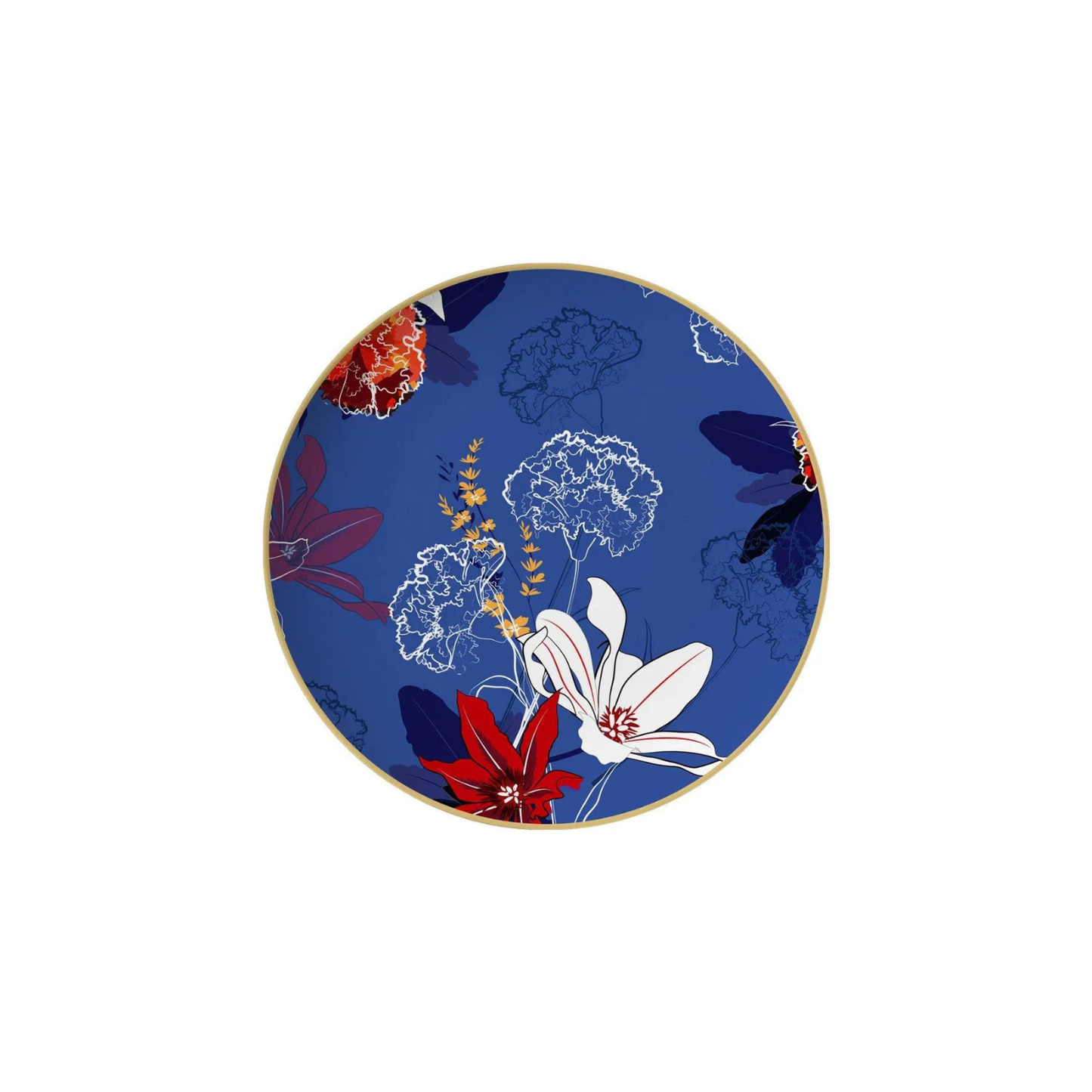 Luxuriöses Blue Fragmenté Bone China Tellerset