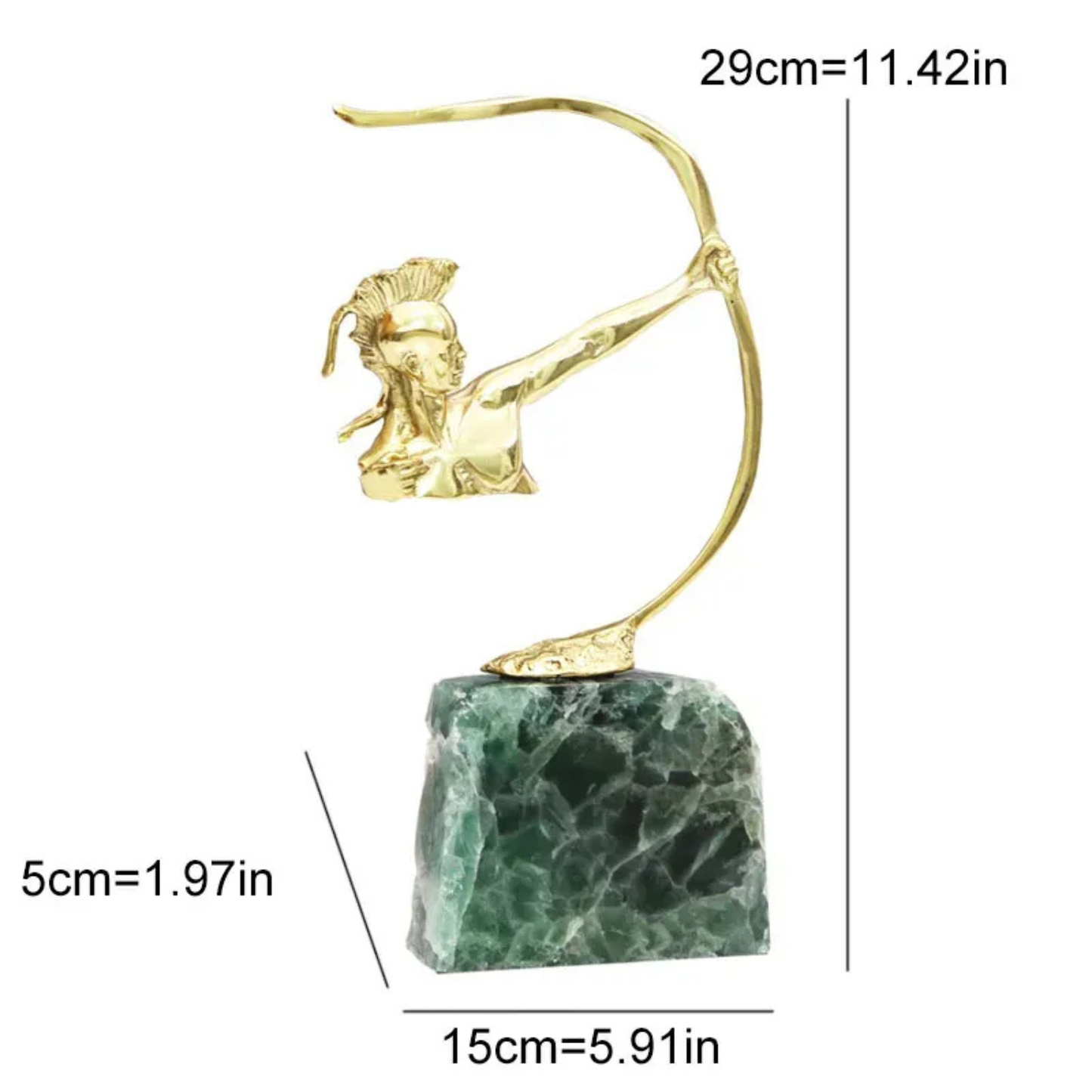 Goldene Bogenschütze Figur mit Smaragd Sockel