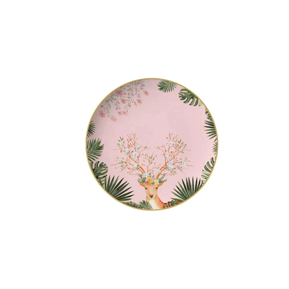 Luxuriöses Pink Tropical Bone China Tellerset