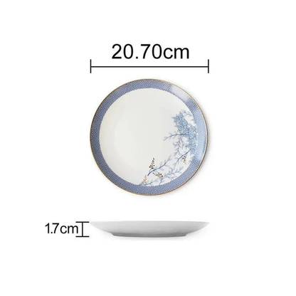 Luxuriöses Elegant Blue Classic Bone China Geschirrset