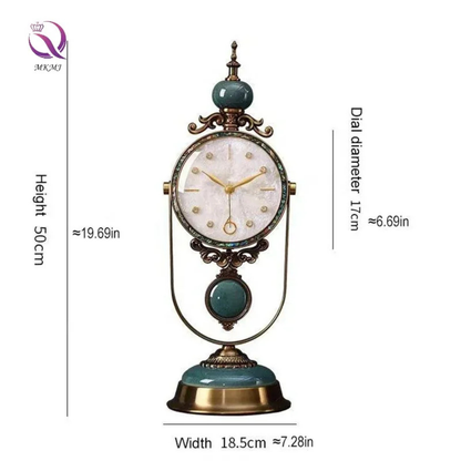 Retro Europäische Tischuhr aus Glas und Messing