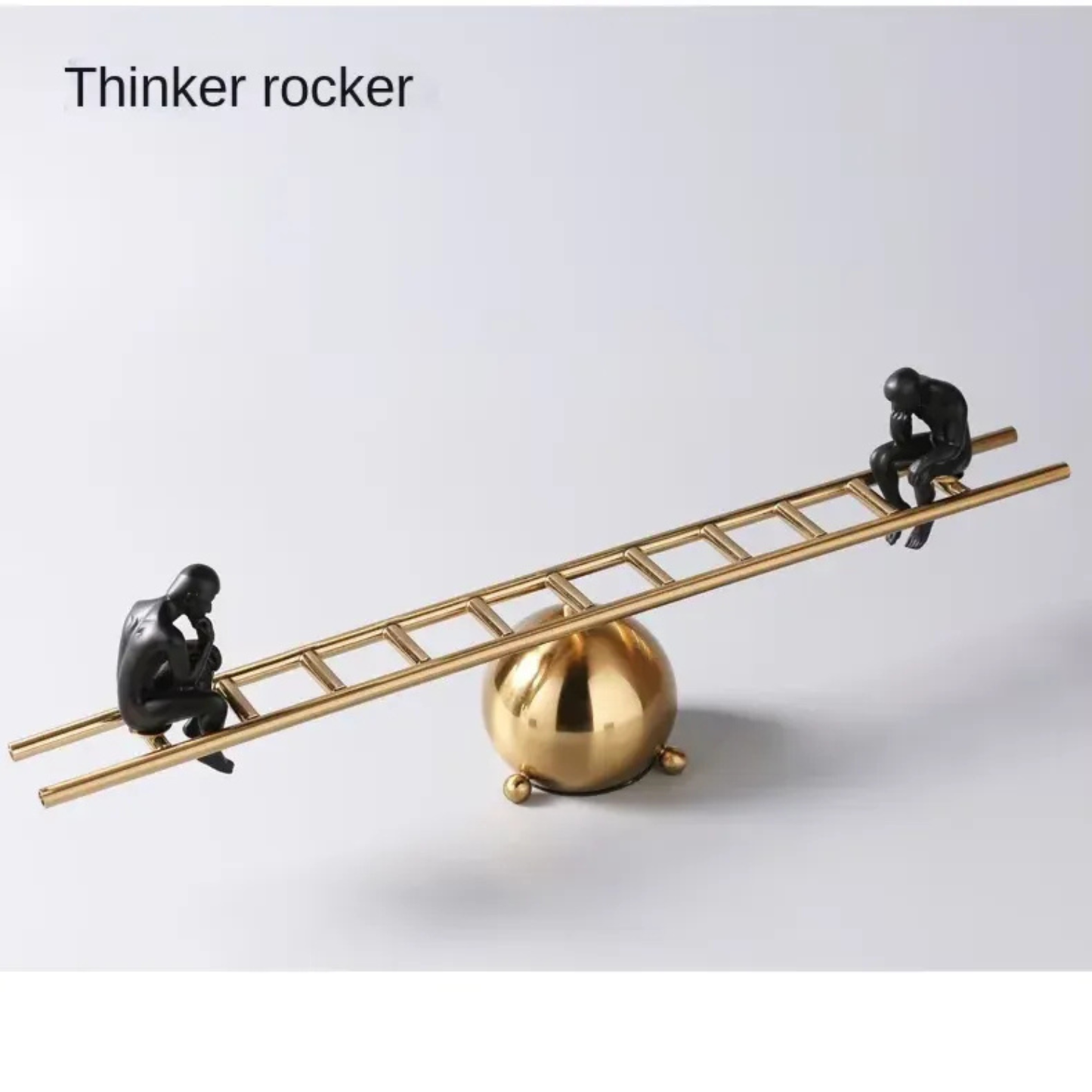 Luxus Metall Skulptur Abstrakt Schwarz Gold Leiter Design 69cm