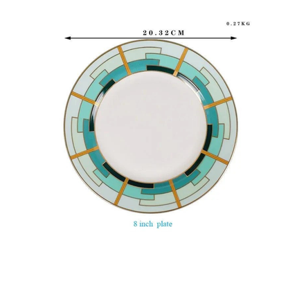 Luxuriöses Green & Yellow Circular Bone China Geschirrset