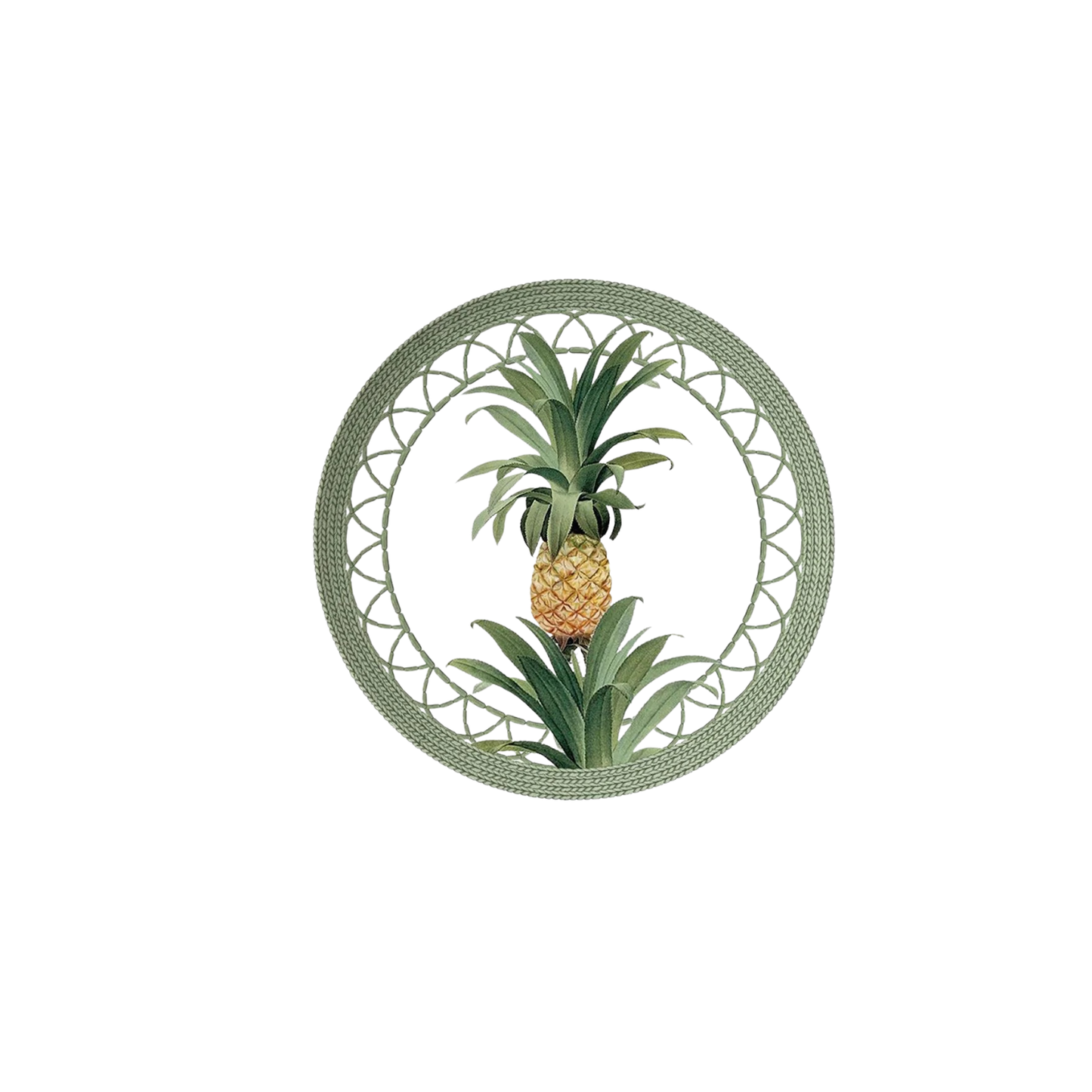 Luxuriöses Geschirrset – Ananas Design mit grünen Blättern
