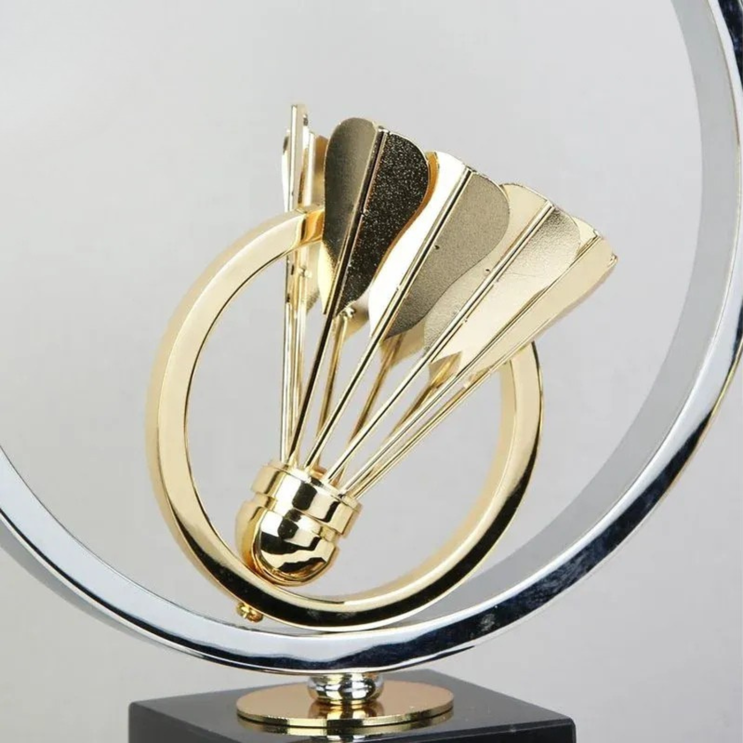 Luxus Metall Skulptur Badminton Kunstobjekt Gold Silber Deko
