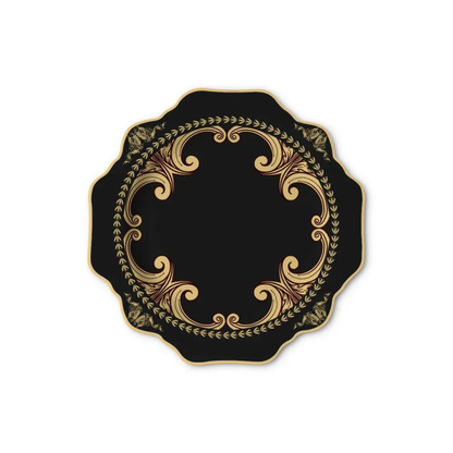 Luxuriöses Schwarz-Gold Sonnenblumen Bone China Geschirrset