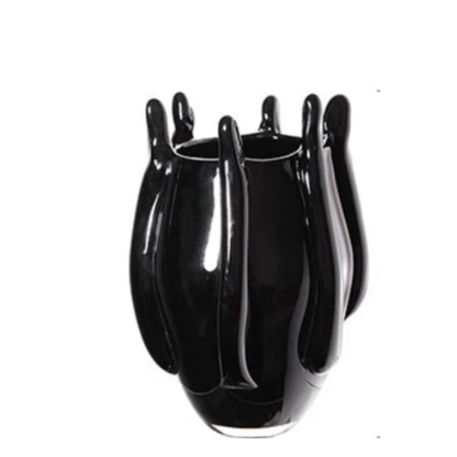 Luxus schwarze Glasvase – modern, einzigartig, Wohnraum Centerpiece