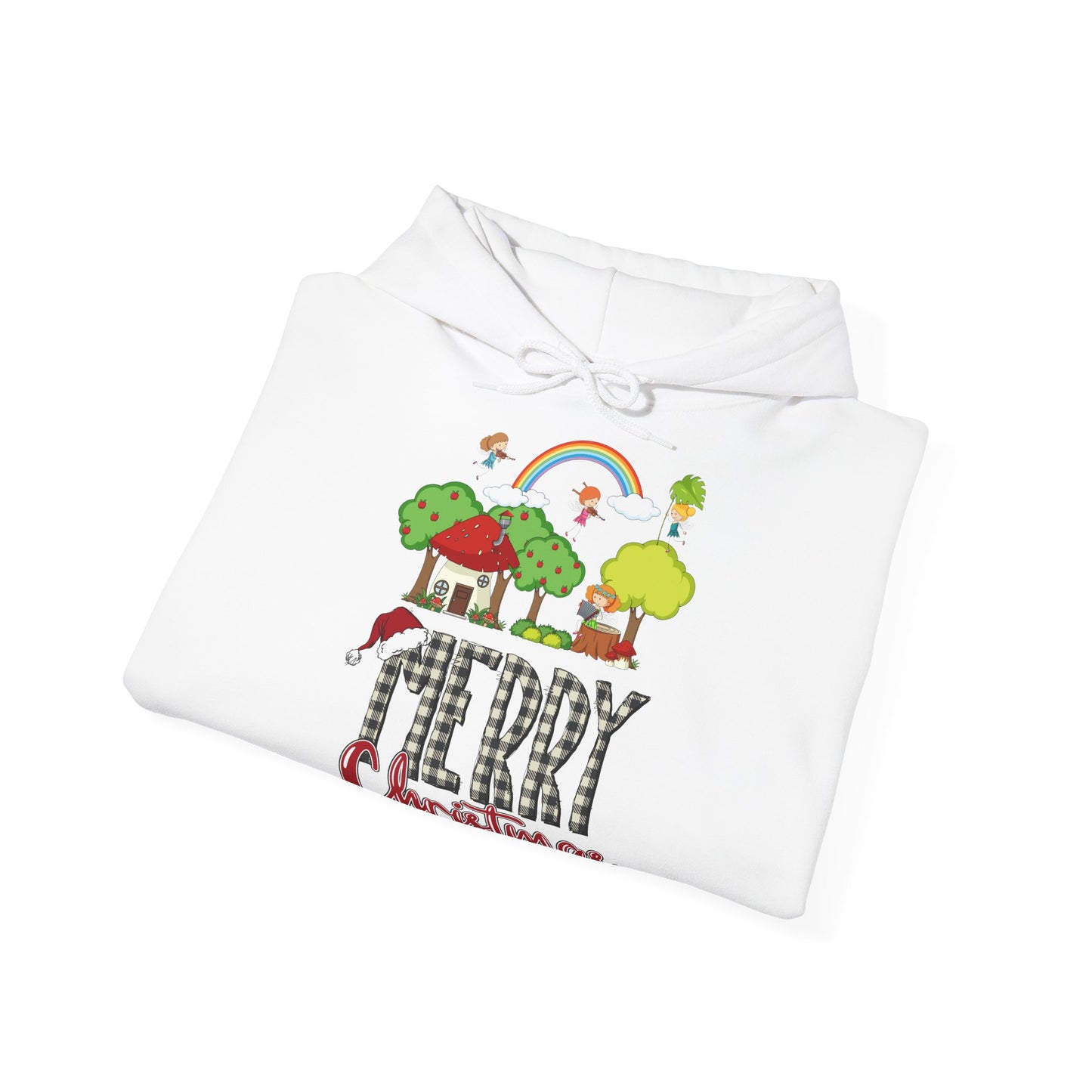 Merry Christmas Hoodie Regenbogen & Waldhaus Unisex