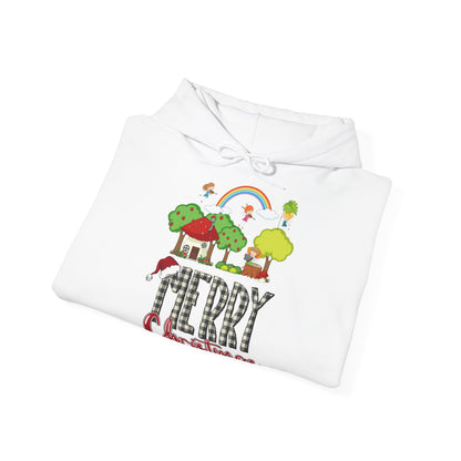 Merry Christmas Hoodie Regenbogen & Waldhaus Unisex