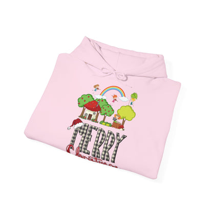 Merry Christmas Hoodie Regenbogen & Waldhaus Unisex