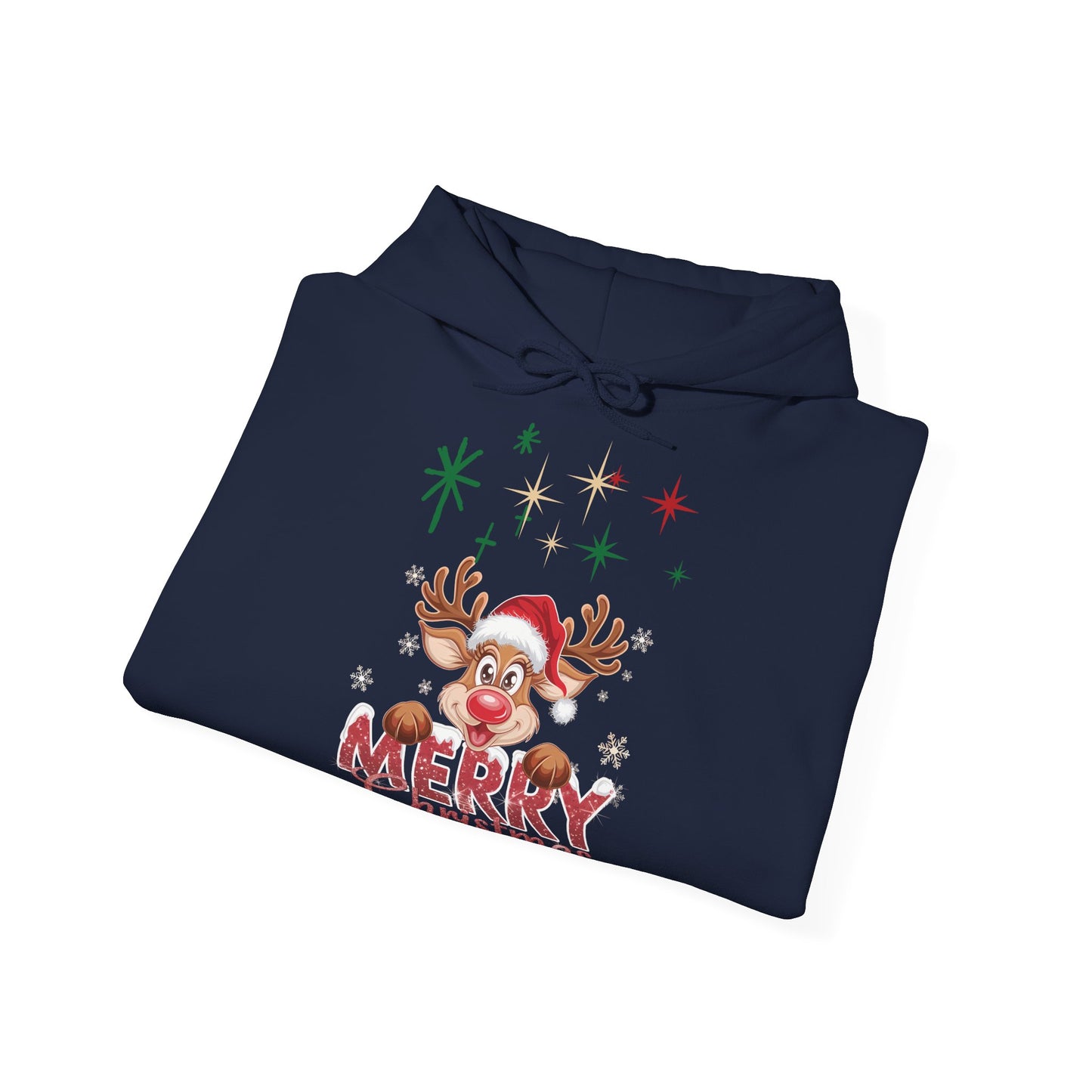 Merry Christmas Reindeer Hoodie Sweatshirt – Winter Unisex Pullover