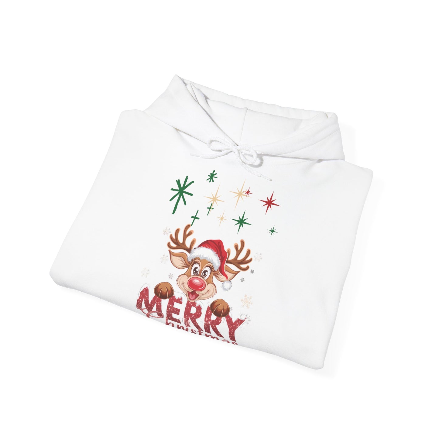 Merry Christmas Reindeer Hoodie Sweatshirt – Winter Unisex Pullover