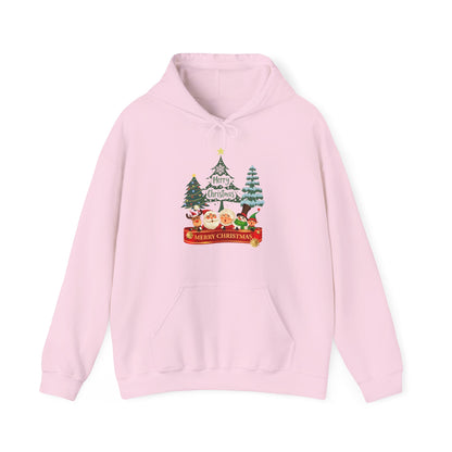 Merry Christmas Hoodie Weihnachtsfiguren & Tannenbaum Unisex