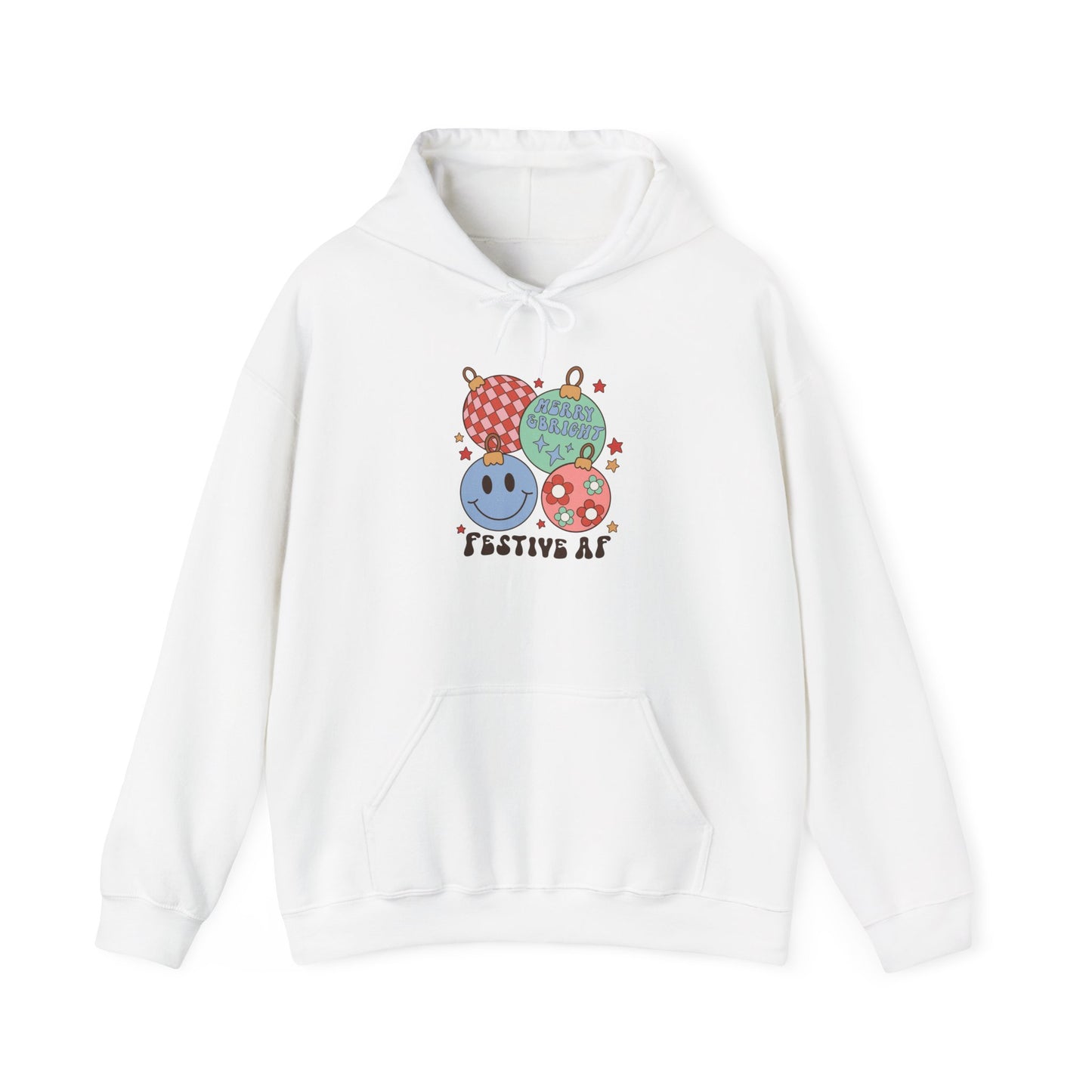 Festive AF Weihnachten Hoodie Unisex Christmas Pullover Merry & Bright