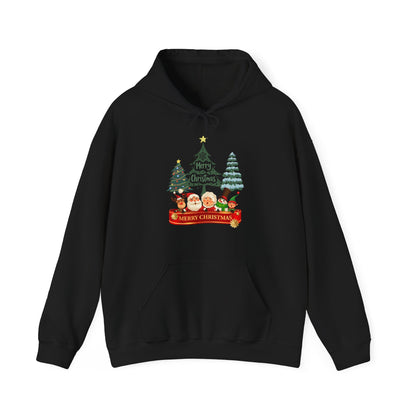 Merry Christmas Hoodie Weihnachtsfiguren & Tannenbaum Unisex