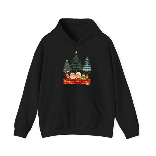 Merry Christmas Hoodie Weihnachtsfiguren & Tannenbaum Unisex