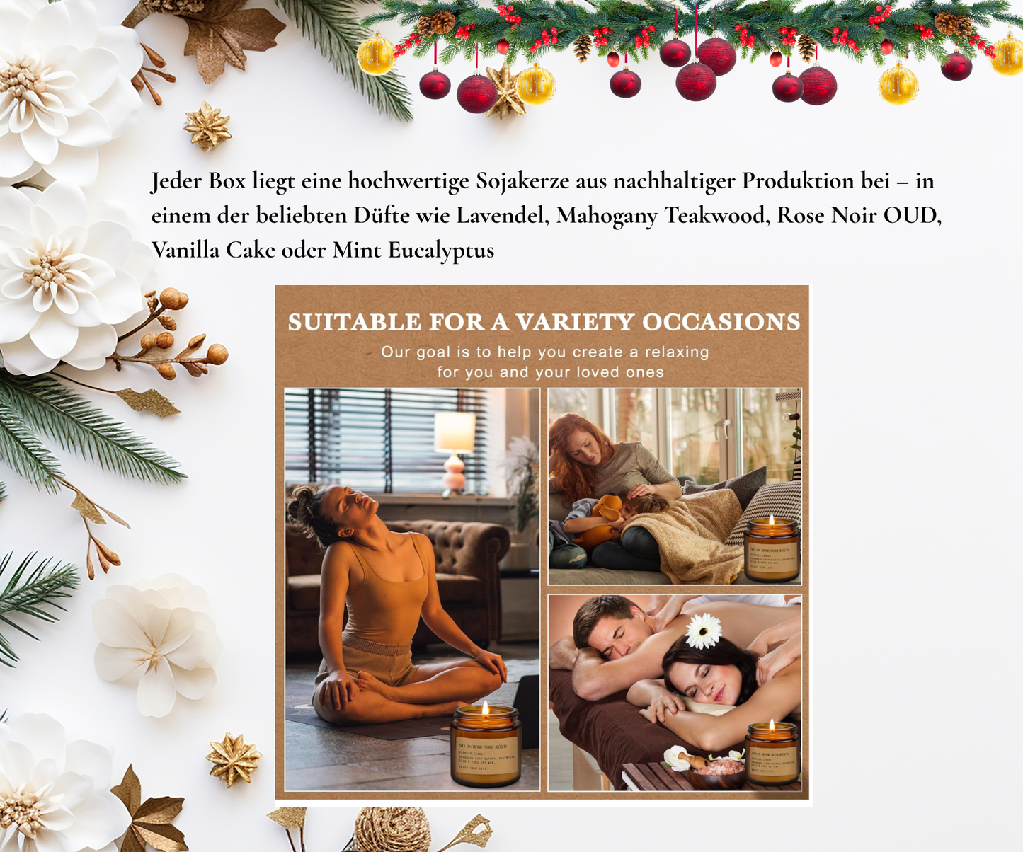 Limited Weihnachts Geschenkset – Tasse, Socken, Kerze, Creme & Seife